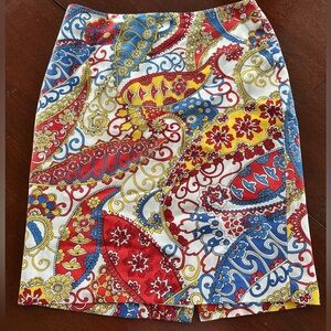 Talbots Colorful Paisley‎ Swirl Skirt 6P Lightweight - Lined